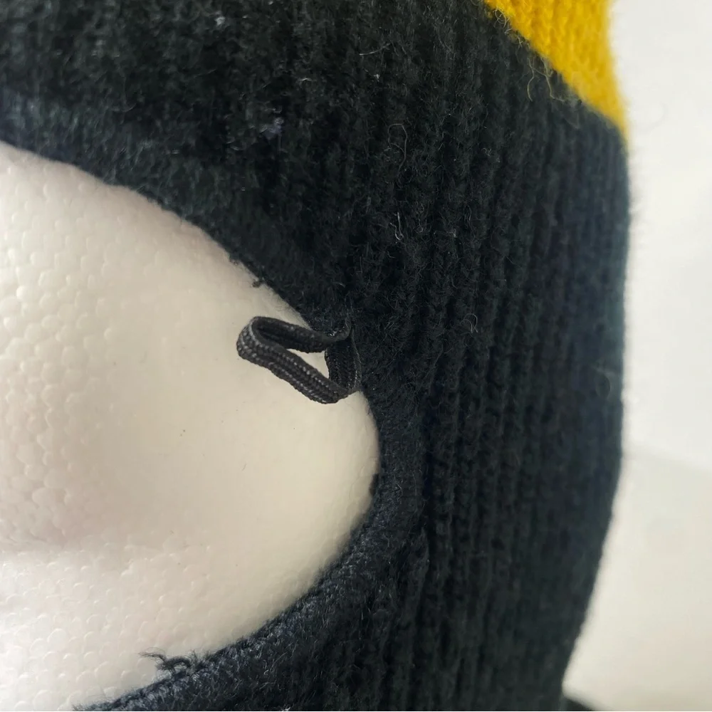 Vintage Snowmobile Full Face Winter Knit Ski Mask Balaclava Black & Yellow